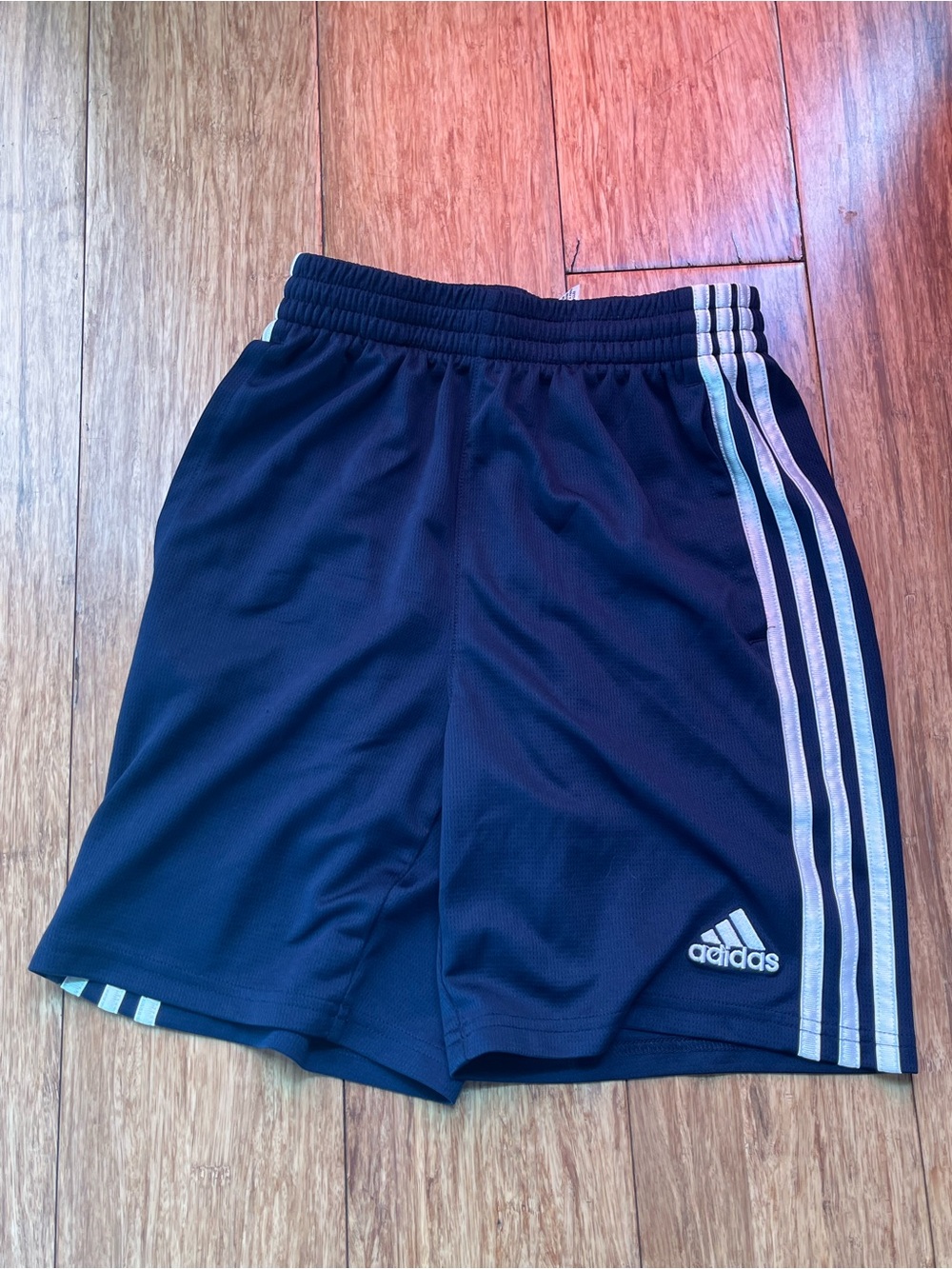 adidas Navy Shorts with White Side Stripes